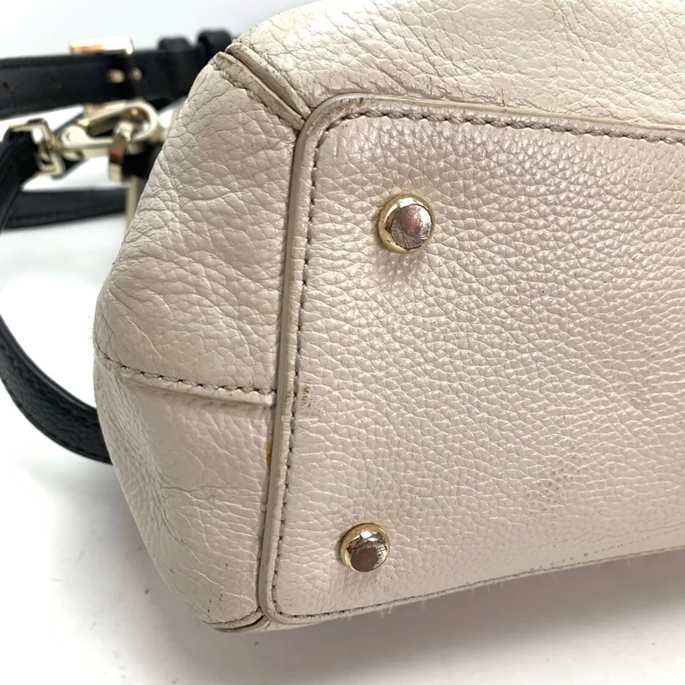 KATE SPADE Ivory Black Leather Handbag Purse Tote - Picture 2 of 16